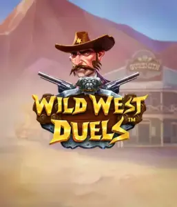  Step into the rugged world of "Wild West Duels" by Pragmatic Play, featuring a hardened gunslinger ready for a showdown. The image shows a fierce cowboy with crossed pistols, framed by a dusty Western town. His focused expression and authentic attire embody the spirit of the Old West. The game's title is boldly presented in a striking font, enhancing the adventurous theme. 